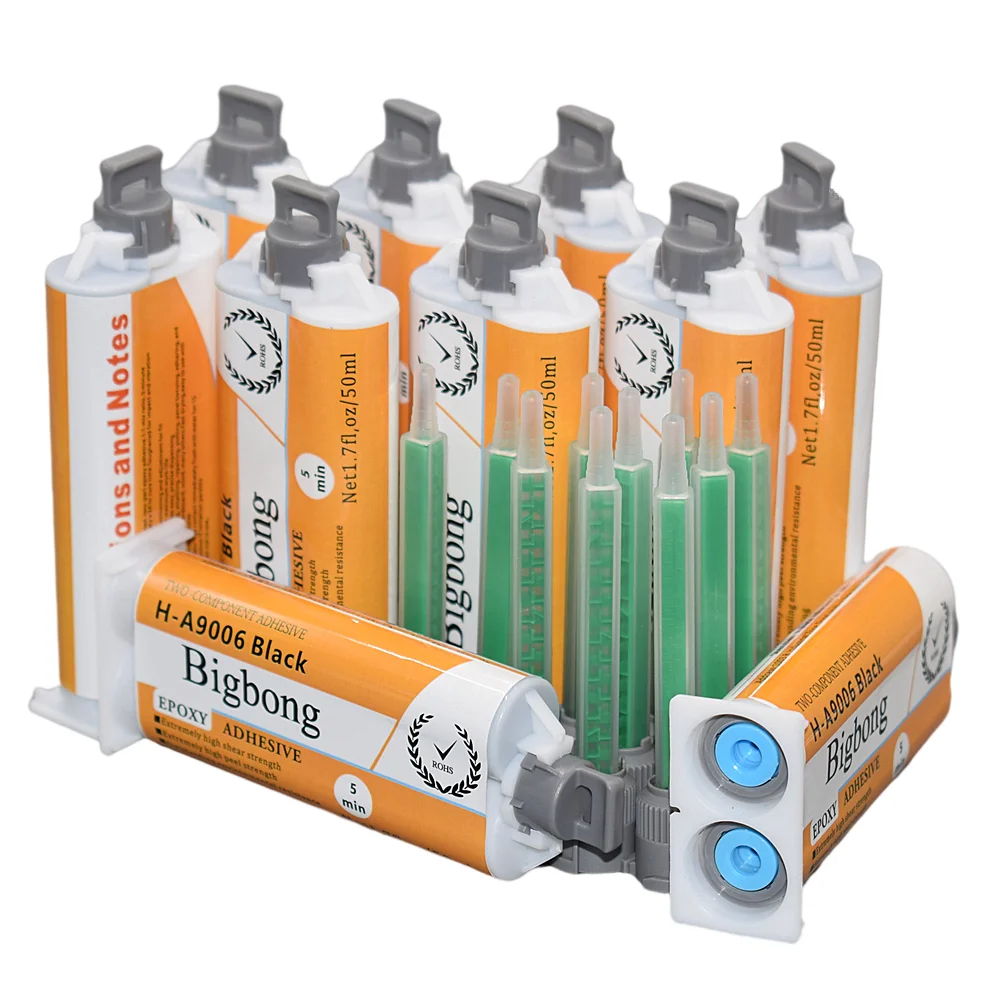Adesivos Epóxi Pretos ab Resina de Dois Componentes Adesivo Forte Bicos de Mistura Estáticos 50ml 1:1 90 mm 1:1 10 Pcs
