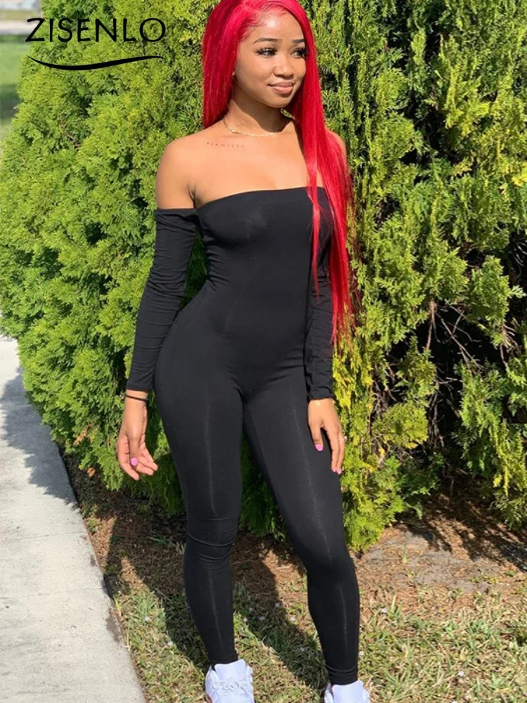 

2023 Spring and Autumn New Off Shoulder Long Sleeve Slim Fit Casual One-piece Pants for Women Long Sleeve Jumpsuits for Women