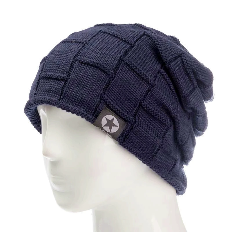 Ny unisex fleecefodrad stickad ull Varm vinter Tjock Mjuk Stretchhatt för män och kvinnor Mode Skullies & Beanie_voghion.com