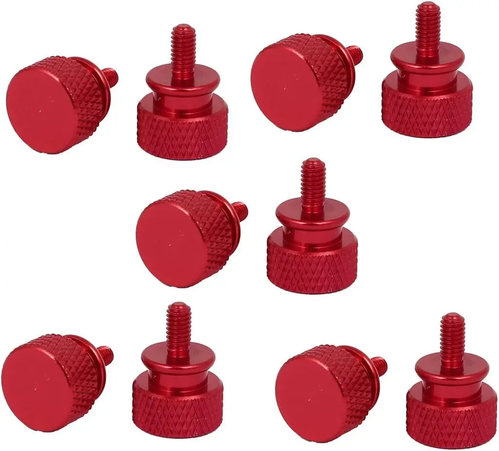 

Keszoox Computer PC Case M3x7mm Aluminum Alloy Knurled Thumb Screws Wine Red 10pcs