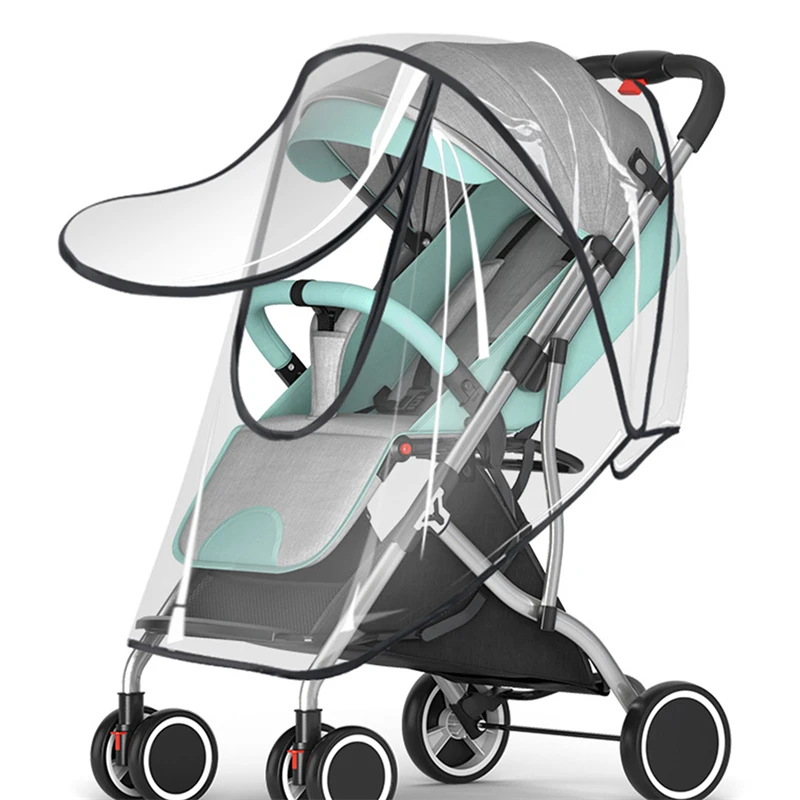 Baby Stroller Rain Cover EVA Universal Baby Stroller Rain Cover Children Car Windshield Waterproof Front Zipper U-shaped Large Opening Enlarged Thickened