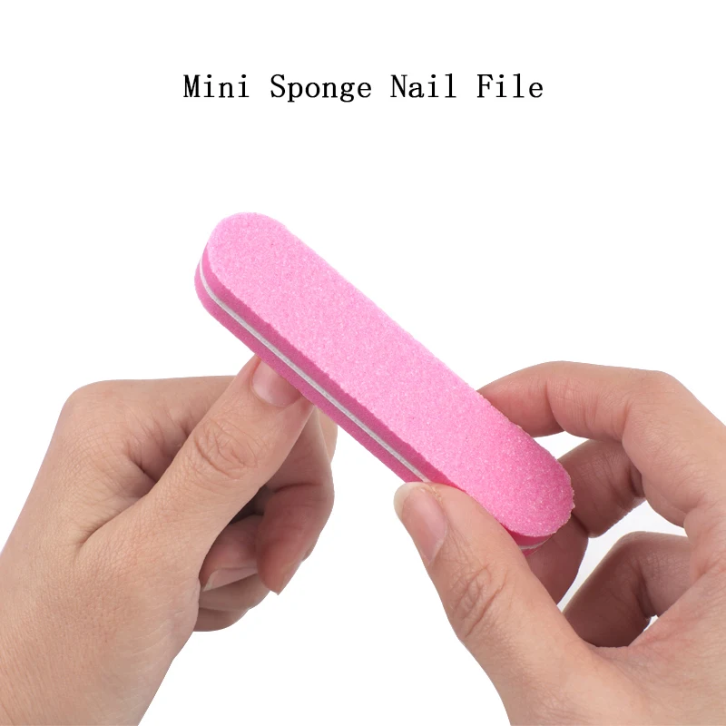 50Pcs 믹스 컬러 미니 네일 파일 버퍼 스폰지 100/180 그릿 양면 샌딩 블록 젤 폴리싱 폼 매니큐어 네일 아트 파일