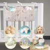 1pc Baby Bedside Hanging Storage Bag Baby Cribs Storage Organizer with Two Pockets,Rainbow Stripes Soft Fabric Storage Organizer 5