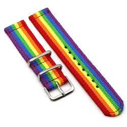 Versatile Nylon Watch Strap in Solid Colors - 22mm (Rainbow color)