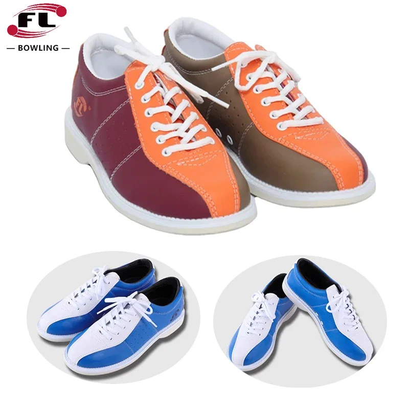 Men Women PU Leather Bowling Shoes High Quality Unisex Sports Beginner Bowling Sneakers Soft Breathable Indoor Shoes 34-48