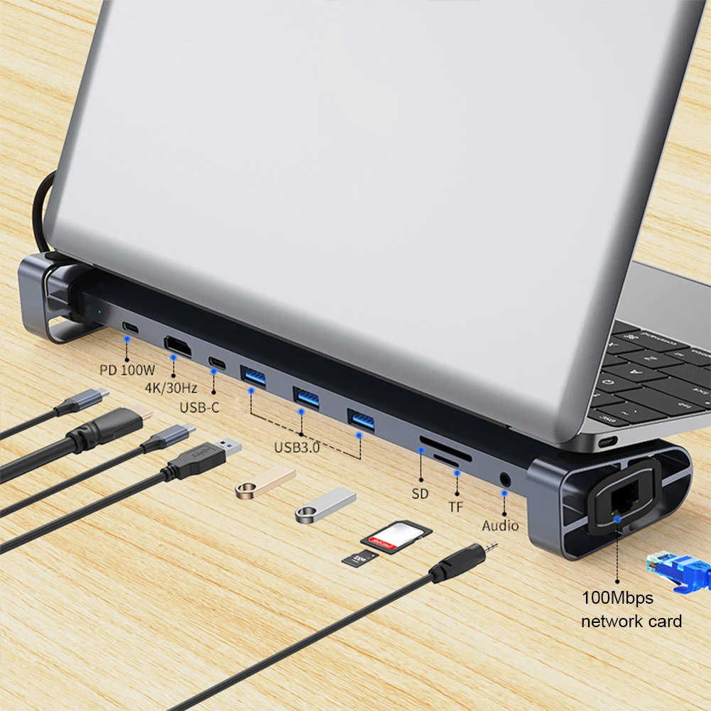 Ʈ PC Ƽ  й, TF SD ī , USB C ŷ ̼, 3 USB 3.0 Ʈ, 4K, 30Hz, 3.5mm  , 10 in 1