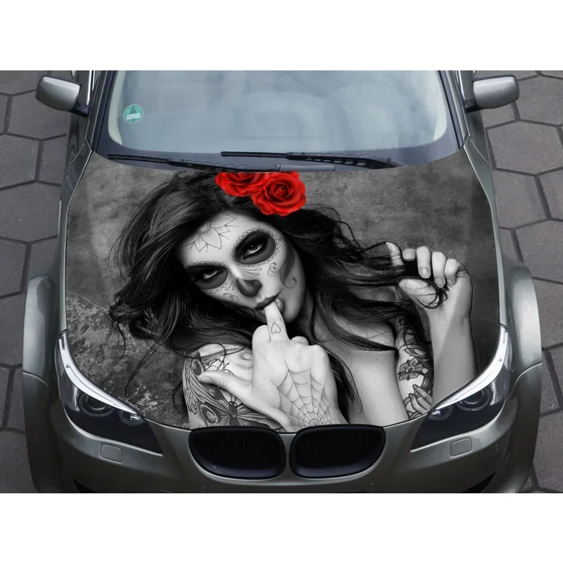Car-Hood-Decal-Wrap-Decal-Girl-Sugar-Skull-Skull-Art-Vinyl-Sticker-Day ...