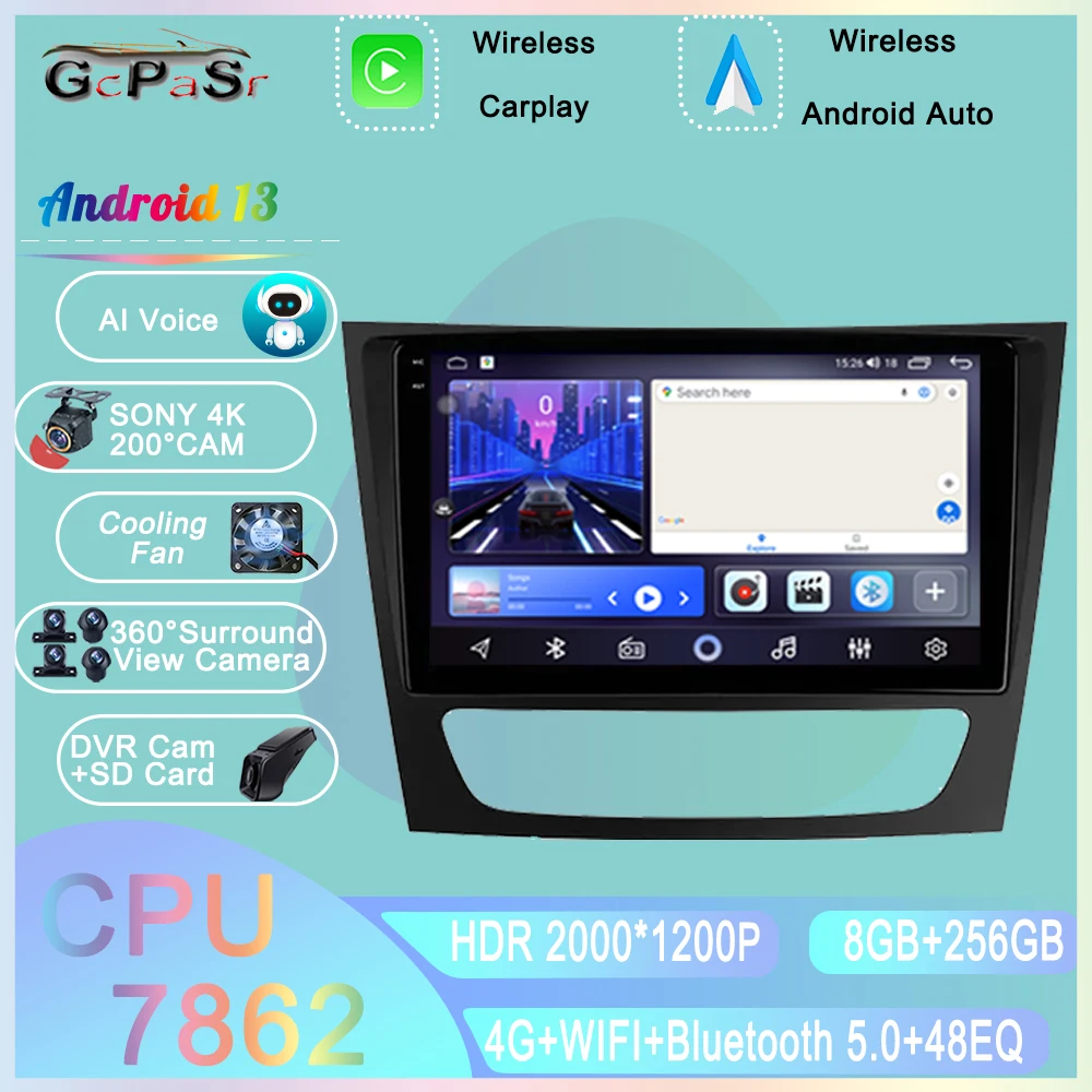 

Беспроводная Автомагнитола Carplay Android 13 для Mercedes Benz E-class W211 E200 E220 E300 E350 E240 E270 E280 CLS CLASS W219