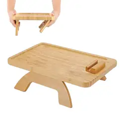 Sofa Arm Table Wood Couch Armrest Table Wood Armrest Tray Foldable Couch Cup Holder For Remote Control Snacks Magazines Coffee