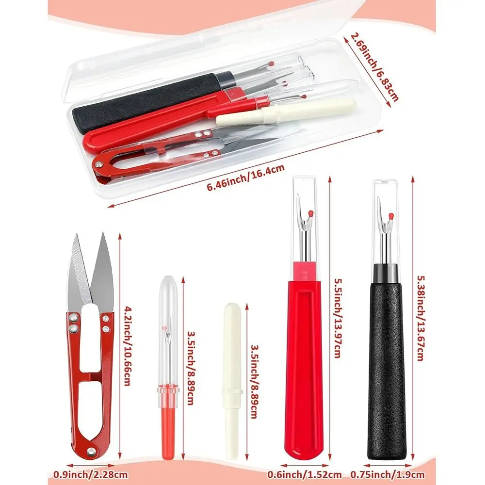 Easy Thread Removal Sewing Seam Set with Storage Box with Thread Snips Stitch Unpicker Wide Application Multi-functional