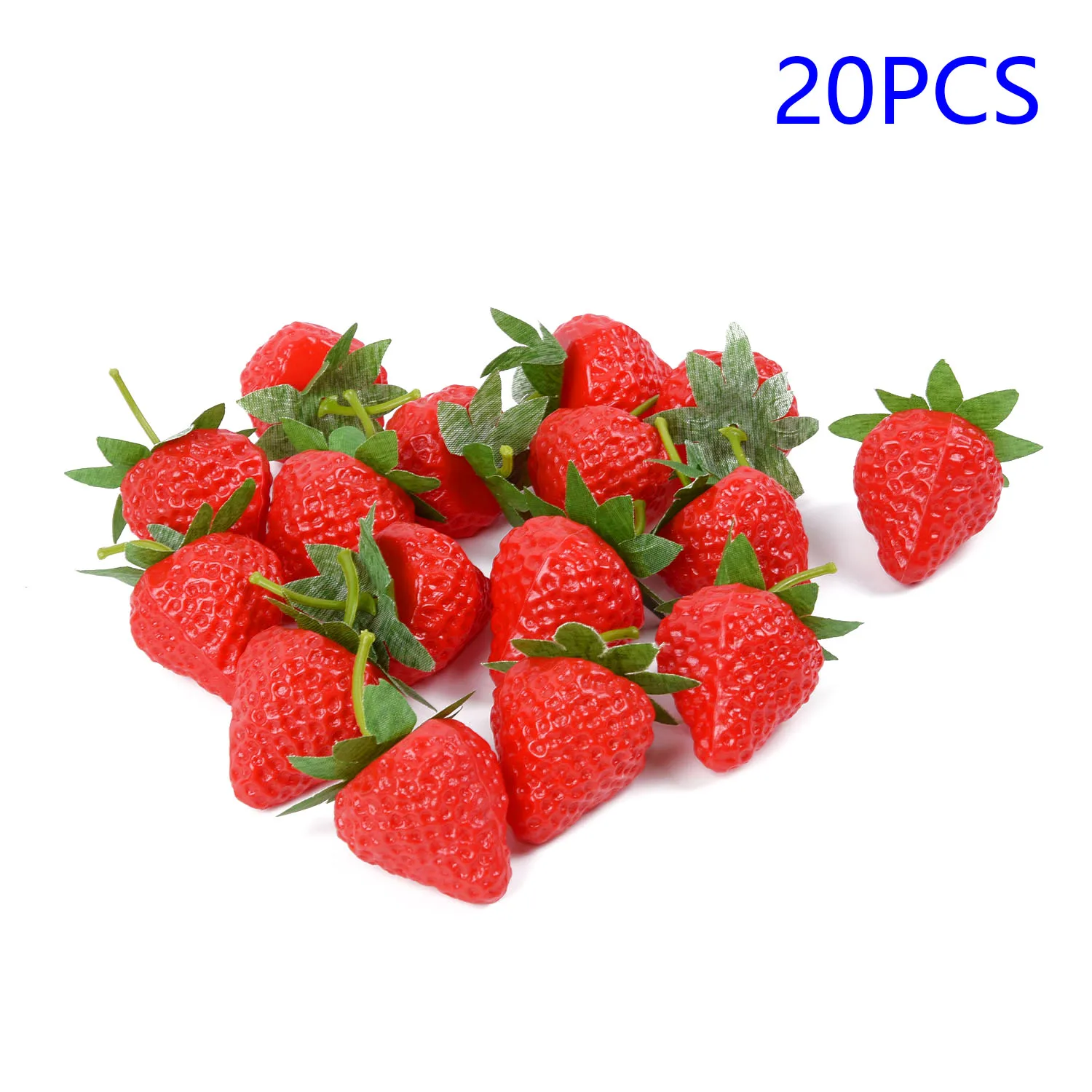 20Pcs Artificial Strawberry DIY Artificial Fruits Simulation Plastic Fake Fruit Party Prop Ornament Home Wedding Decoration