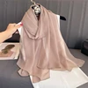 2023 New Fashion Summer Women Soild Color Beach Scarf Silk Shawls Headband Female Headband Wraps Sunscreen Hijab Wholesale 1