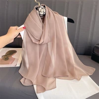 2023 New Fashion Summer Women Soild Color Beach Scarf Silk Shawls Headband Female Headband Wraps Sunscreen Hijab Wholesale 1