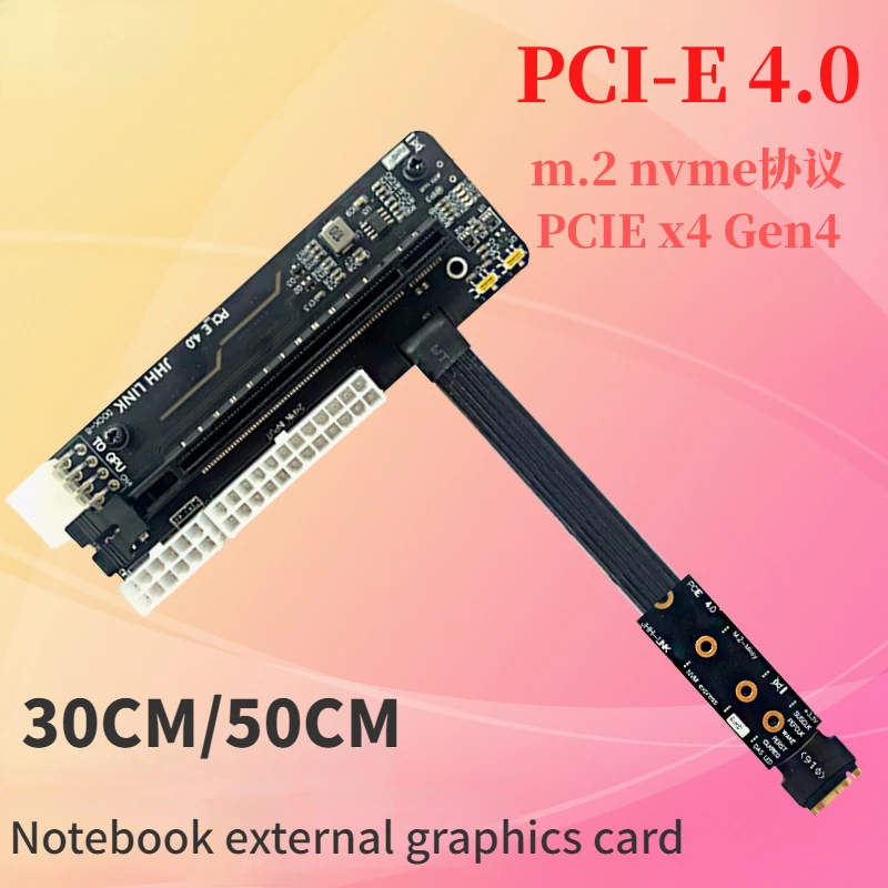 Computador Portátil Gen4 M.2 Nvme m Chave para Pci-e 4.0x4 Velocidade Total Riser Cabo Mais Suporte Base Egpu Placa Gráfica Externa Constrói Estações de Encaixe - Imagem 2