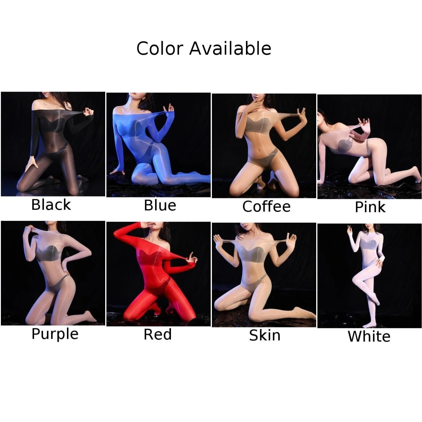 Men Oil Shiny Sheer Perspective Tights Super Elastic Jumpsuit Long Sleeved Full Body Stockings Open Sheath Seductive Bodysuit