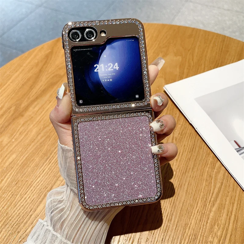 Luxury Diamond Glitter Shockproof Case - Folding Hard Plating Plastic Cover