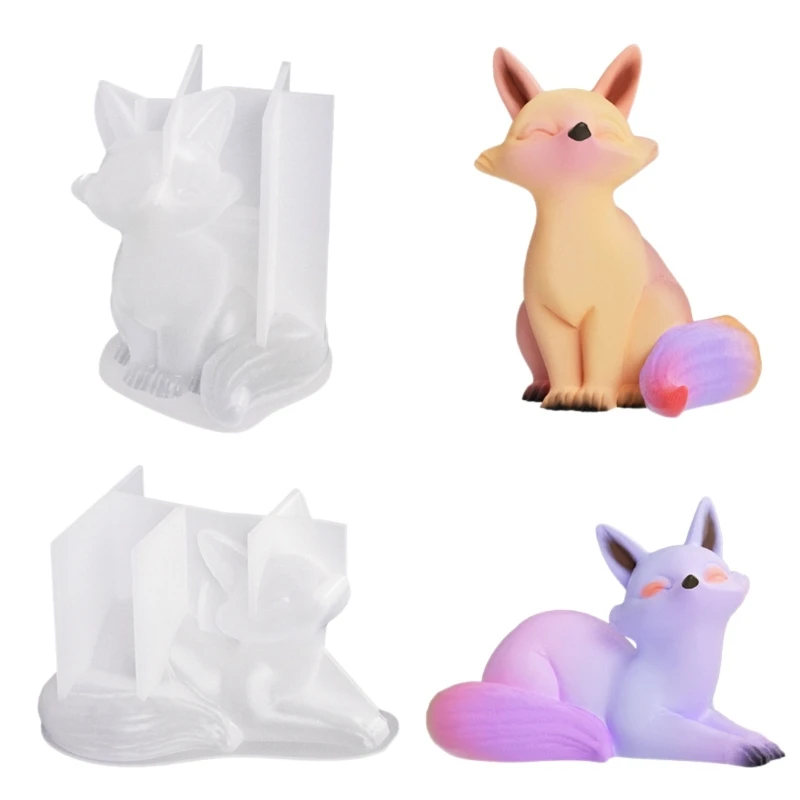 

DIY Crystal Epoxy Resin Mold 3D Foxes Table Jewelry Silicone Mold for Aromatherapy Making Handmade Soap Molds