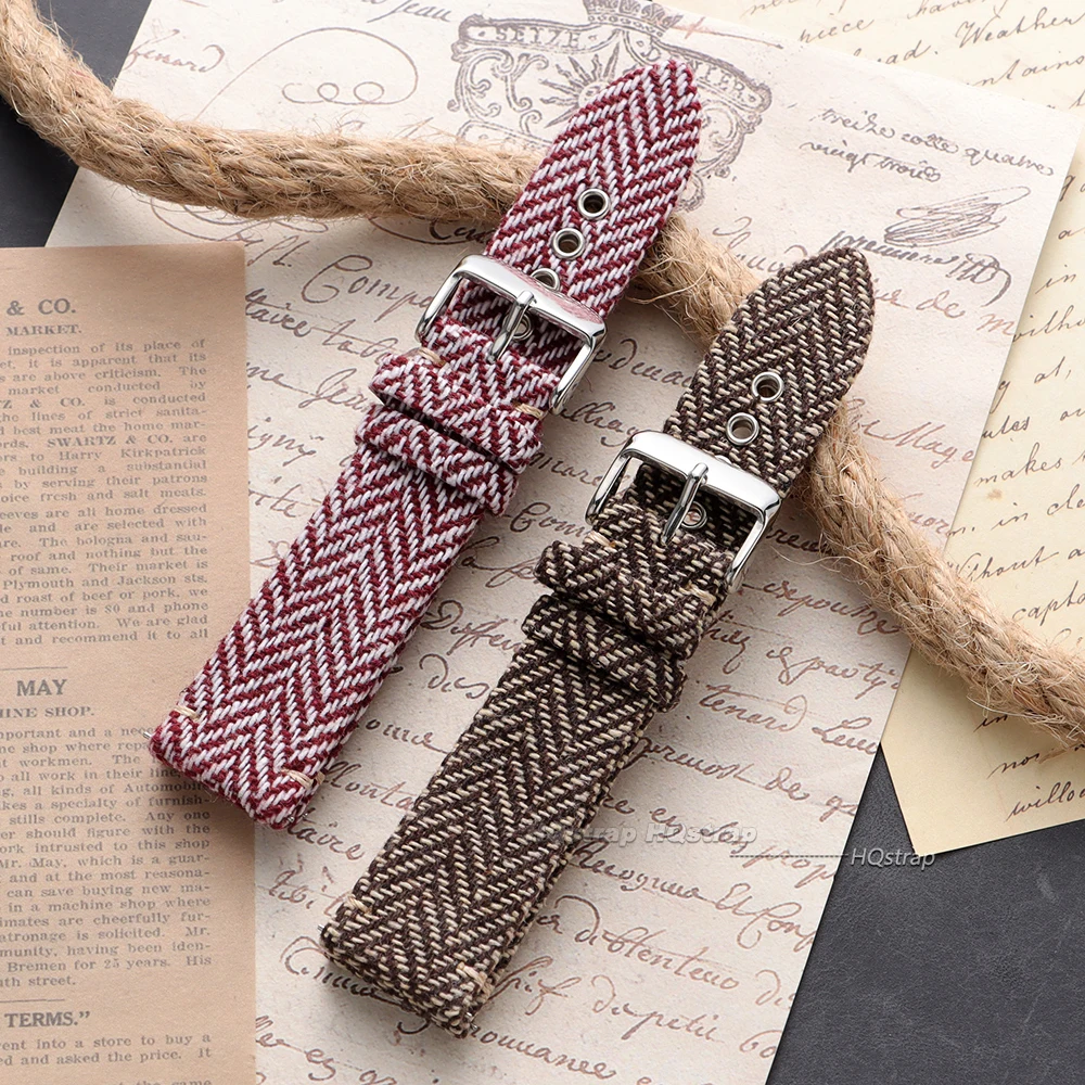 Premium Nylon Leather Quick Release Watch Band - Vintage Woven Canvas Strap