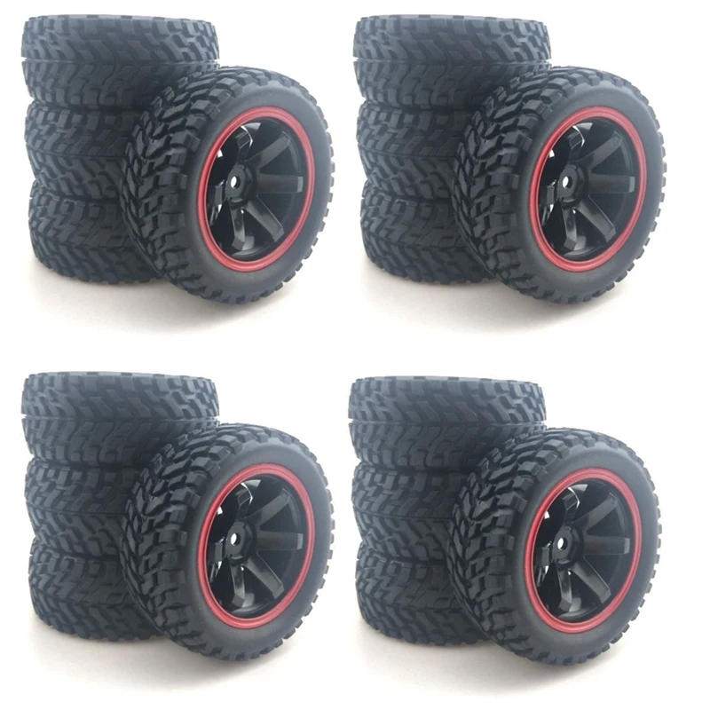 

16X For 1:10 Rally Car 75Mm Rubber Tires And Wheel Rims For 1/10 Scale HSP 94123 HPI Kyosho Tamiya RC On Road Car