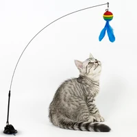 Interactive Funny Cat Feather Wand with Suction Cup Ball and Bells for Indoor Cats and Kittens