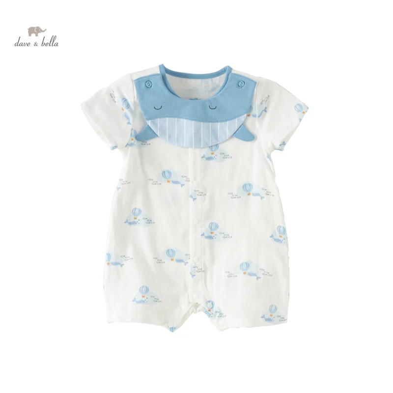 Dave Bella 2024 New Summer Boy’s Girl's Baby Jumpsuit Romper Newborn Creeper Romper Short Sleeve Casual Print DB2240815 3