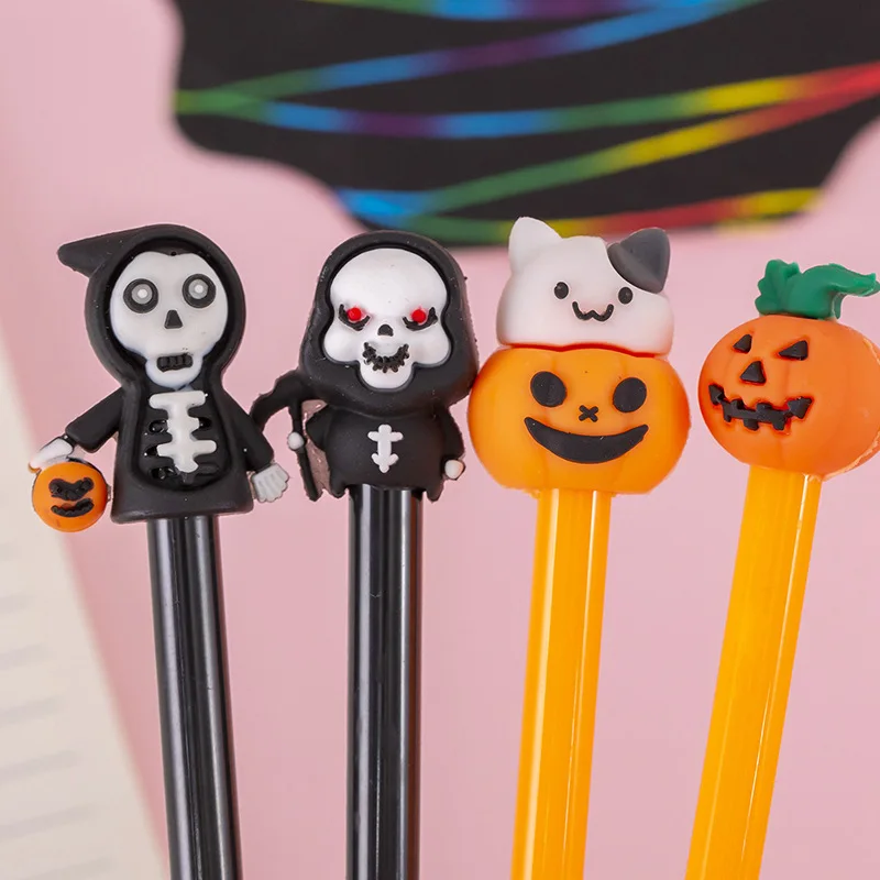 6 Pieces Stationery Cute Cartoon Halloween Pumpkin Cushaw Gel Pen Creative 4