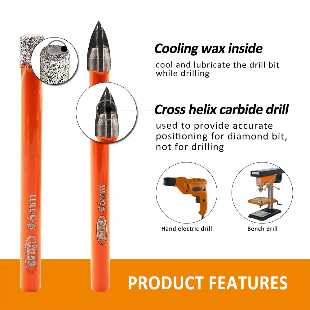 1/8インチダイヤモンドテックコアドリルビット。 Bgtec-ダイヤモンドドリルビットコア,6mm,ボックス付きコアキット,