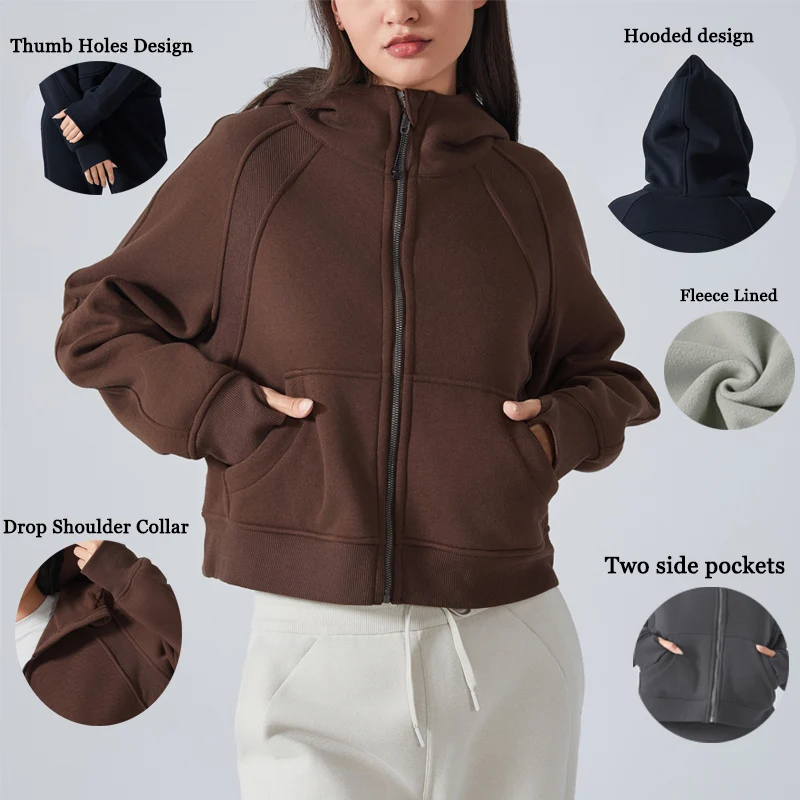 VITALINOVO Women's Zip Up Hoodies Fleece Workout Jackets