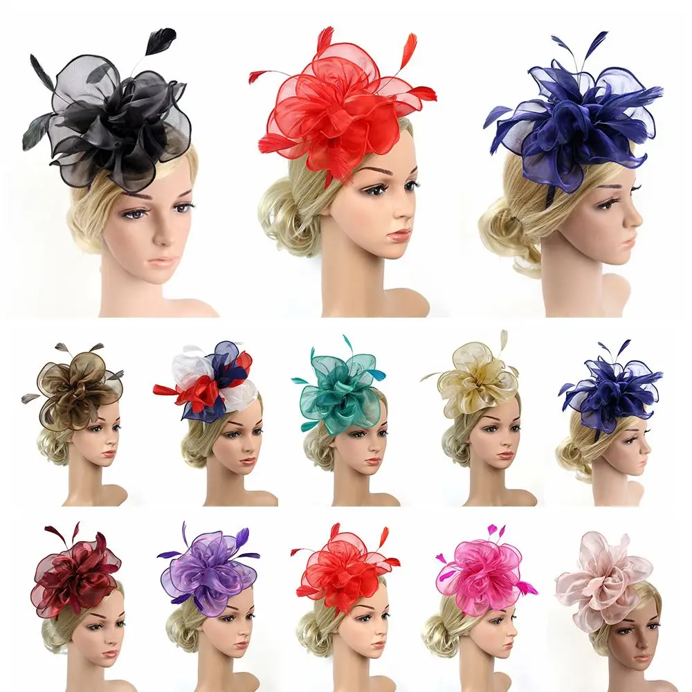 Fermaglio A Fiore Con Piume E Mini Cappellino – Fascinator Elegante Per Matrimonio E Royal Ascot
