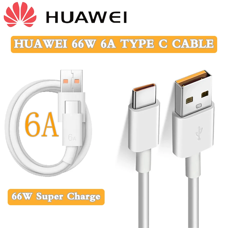 Original Huawei Nova 8 Se 66W Super Charger 6A Supercharge Type C USB Cable For 7 Mate 20 30 40 P30 P40 Pro Honor 30S | Мобильные