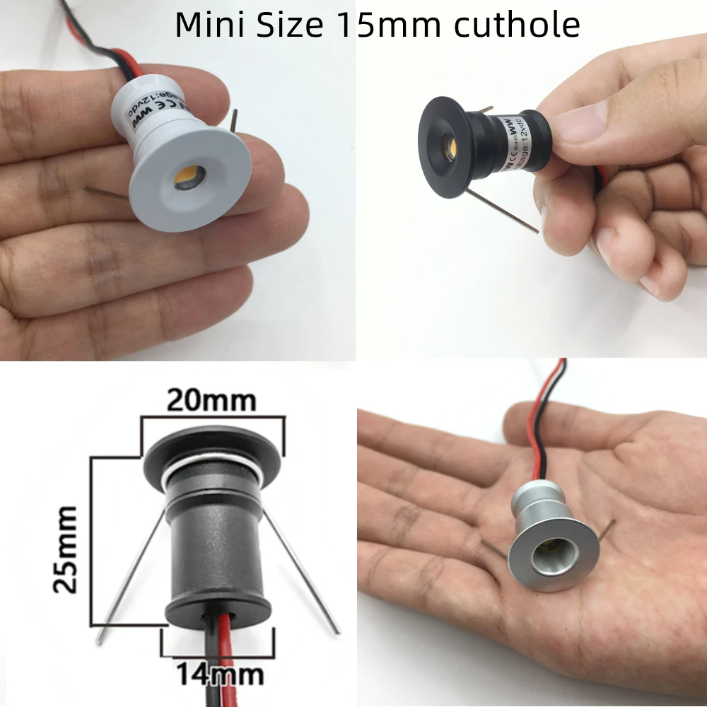 1W Mini Dimmable LED Downlight 12V Recessed Spotlight for Cabinets image 5