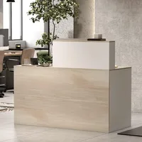 Reception Desk with Counter & Lockable Srotage Drawers, for Salon Reception Room Checkout Office, Natrual Reception Desk 1