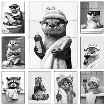 Otter Raccoon Kitten Skunk Wall Canvas 1