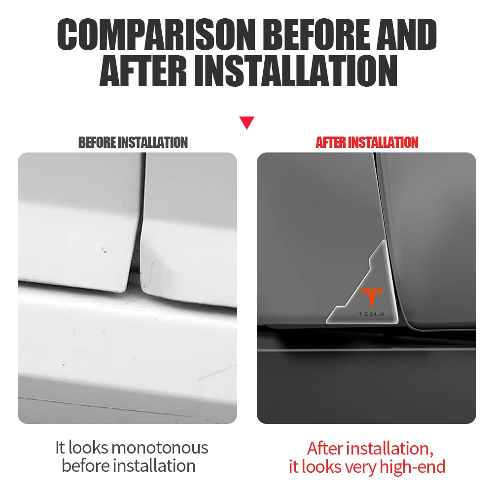 자동차 문짝 코너 충돌 방지 커버, 투명 실리콘 보호대 스크래치 방지 스티커, 테슬라용 문짝 보호 커버, 2 개