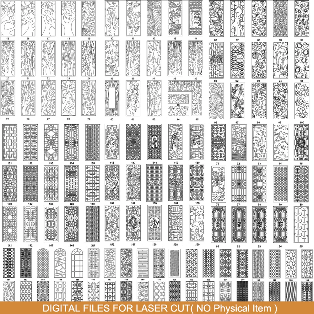 1000PCS+ Partition Hollow Screen Floral Decor Laser Cutting Hollow Screen Panel Vector Design CDR DXF File for Cutting Engraving