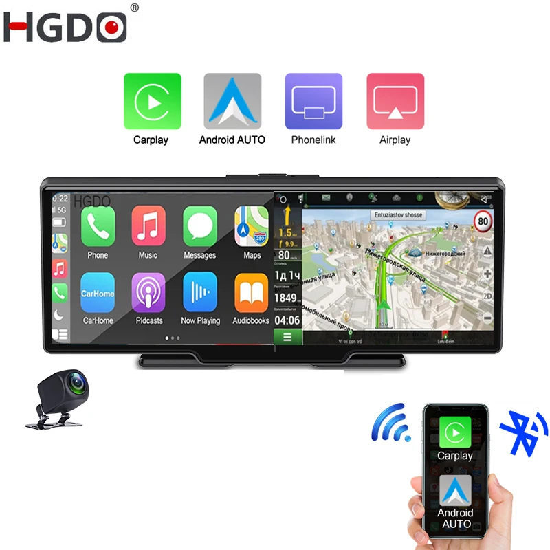 Hgdo 2k Dash Cam Dual Lenswith Carplay Android Auto Dashboard Rearview