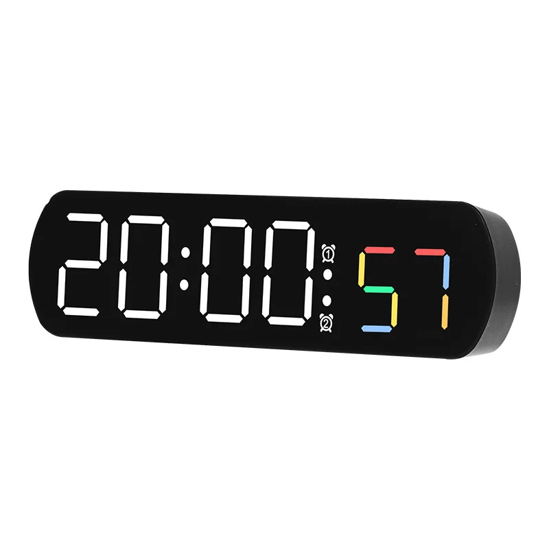 Digital Clock Large Wall Clock USB Powered 9 Inch Temperature Humidity Week Auto Dimmer Table Clock Electronic LED Alarm 12/24H