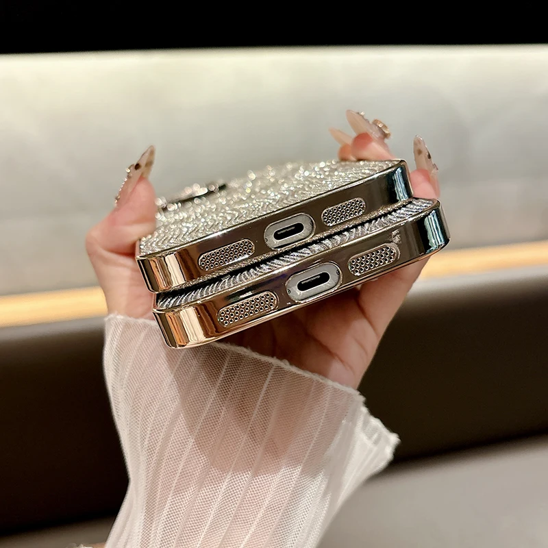 Luxury Glitter Plating Soft Bumper Bling Case with Hard Back Cover