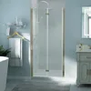 36-37.5 in.W x 72 in.H Bifold Frameless Glass Shower Door,1/4 in. Fold Clear Glass Shower Panel Pivot Swing Shower Doors,Brushed 1