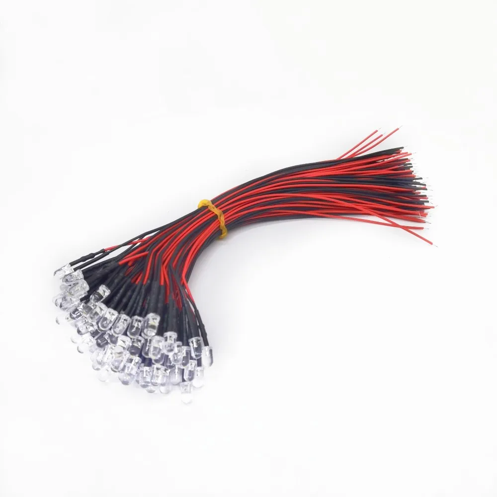 10 개/몫 DC 12V LED 다이오드 20cm 사전 유선 5mm LED 라이트 램프 전구 DIY 홈 인테리어에 대 한 미리 발광 다이오드 4 색