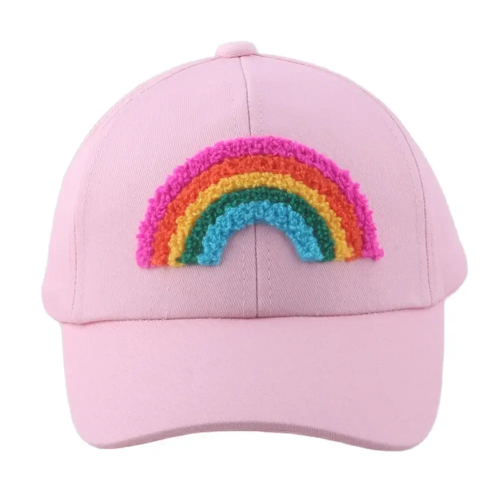 Cute style 2 to 7 years baby sun hat outdoor sun hat snapback cap baseball cap girls rainbow pink hat for summer beach vacation