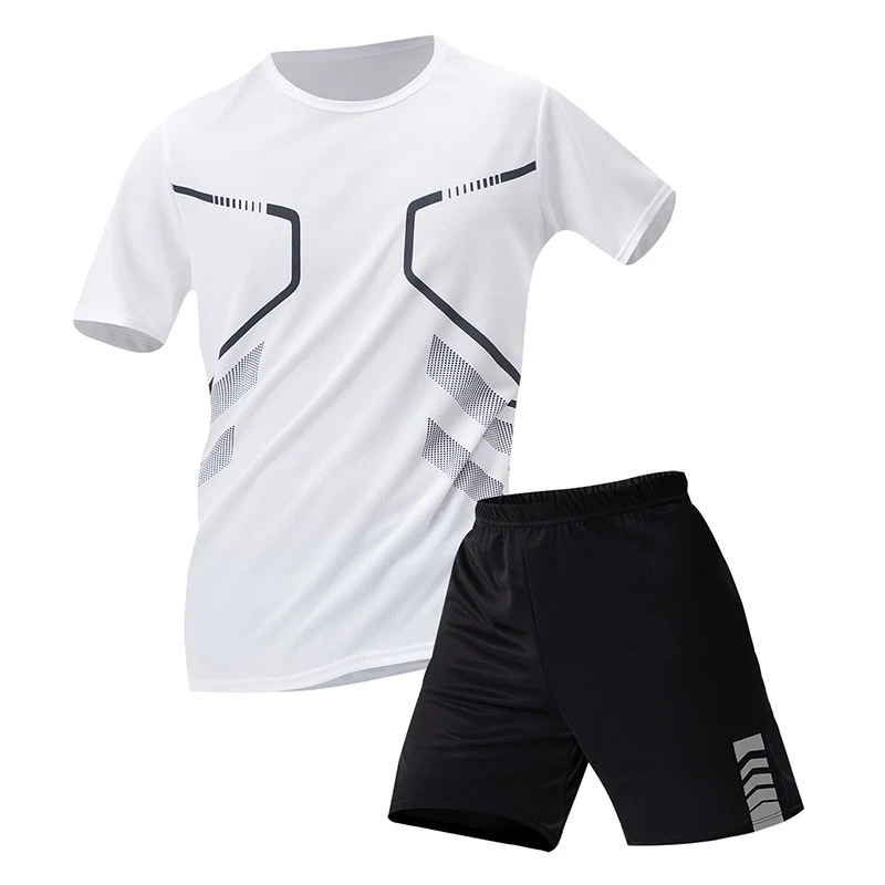 Men's Quick-drying Sports Suit Leisure Fitness Running Short Sleeve Elastic Waist Shorts 2/6 Pcs sports pants