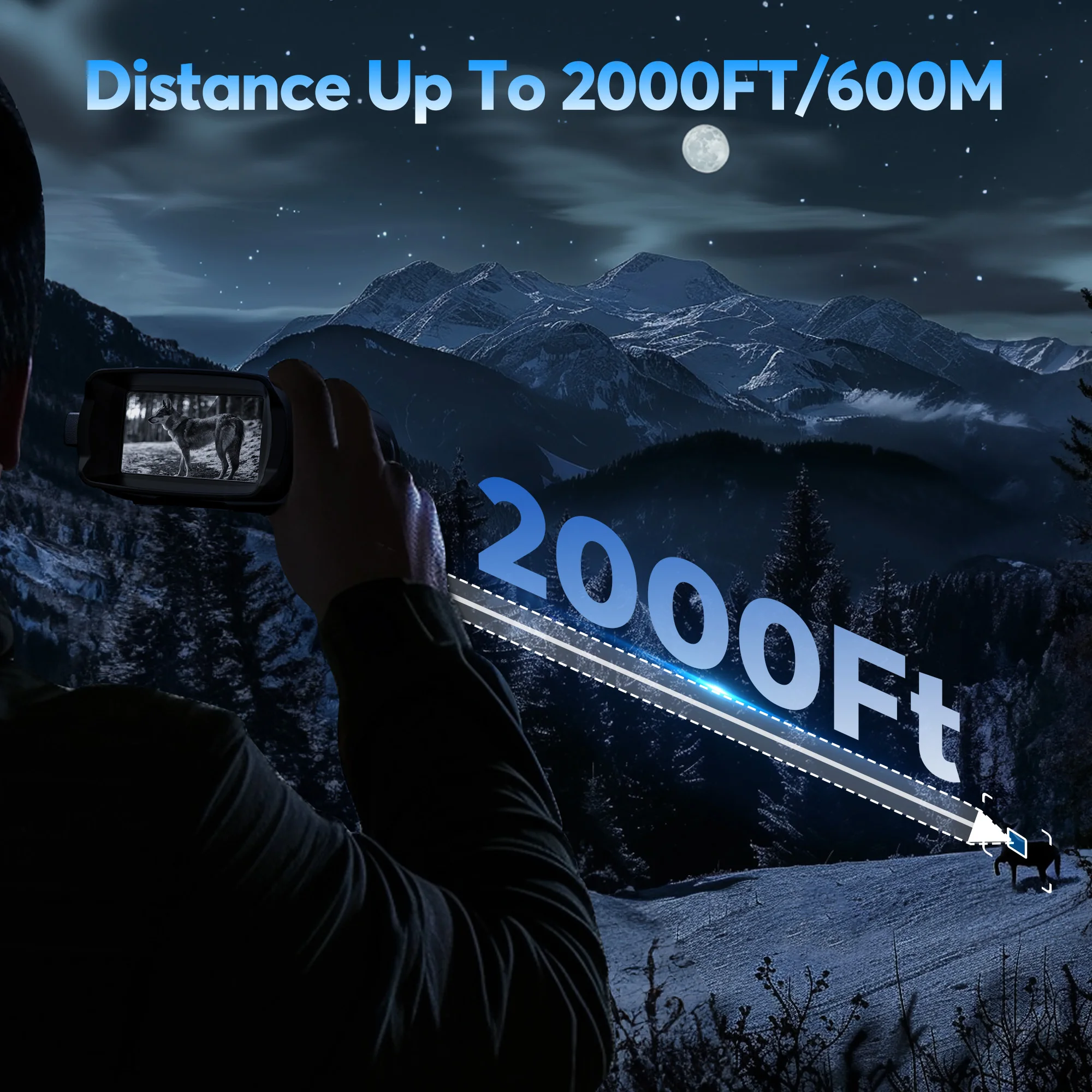 4K Night Vision Binoculars 32GB Infrared Night Vision Goggles 3” Large Screen 8X Digital Zoom Tactical Light for Camping Hunting 4