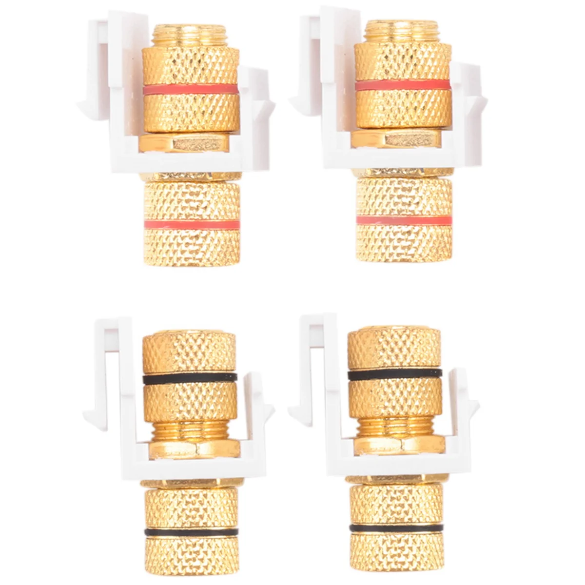 Banana Jack Binding Post Keystone Jack Insert with Black & Red Rings, Screw Type Audio Speaker Keystone, 2 Pairs/4 Pack