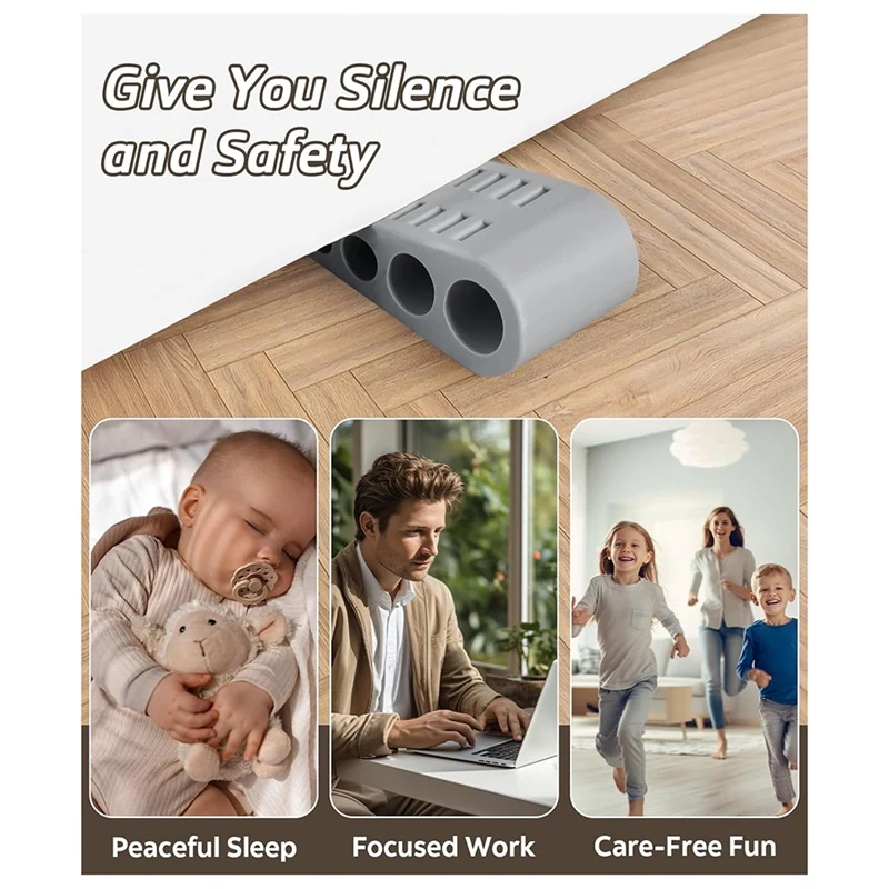 A21I-3Pack Door Stops For Bottom Of Door, Rubber Door Stopper Wedge With Holder, Holder To Keep Open