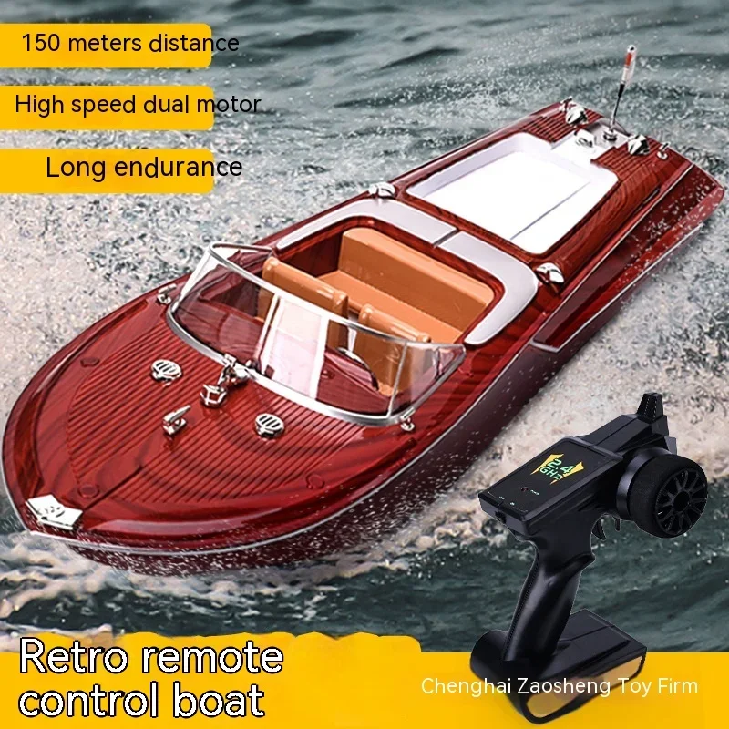 

Rc Speed Boat High-Horsepower Electric Yacht Cruise Model Racing Boat Boy Water Classic Retro Toy Boat Boy Gift