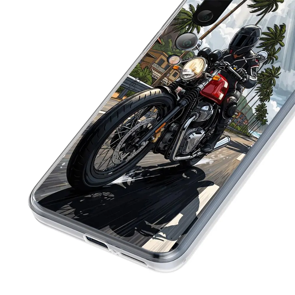 Clear TPU Phone Case with Cool Motorcycle Design