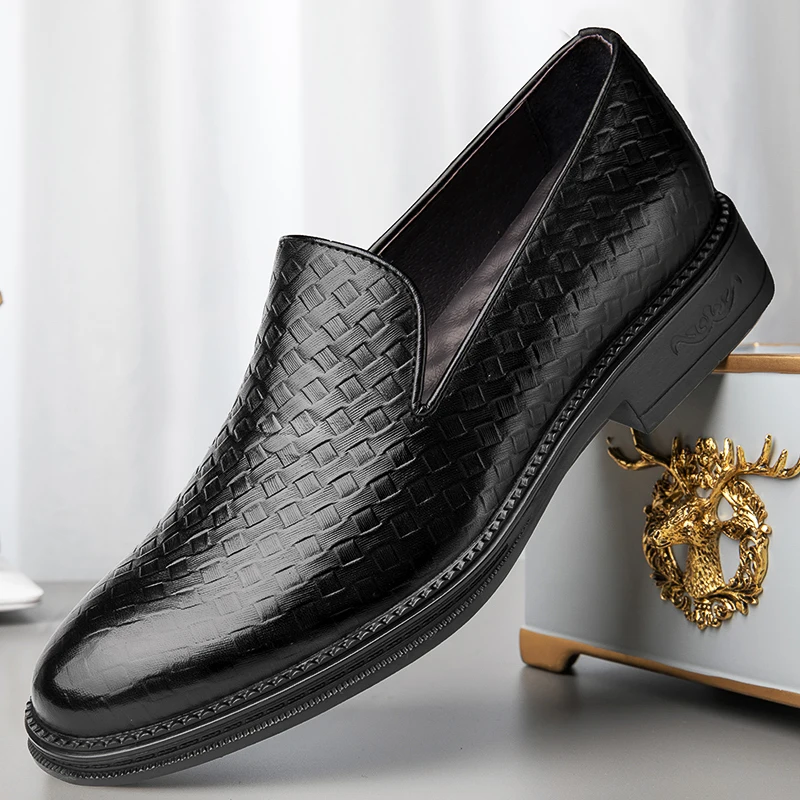 

New Fashion Men's Loafers Luxury Genuine Leather Slip on Formal Men Dress Office Wedding Casual Shoes Men Shoes Oxford Shoes Men