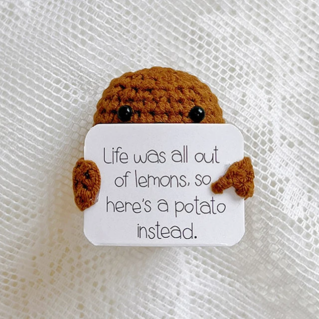 Funny Positive Potato Wool Knitting Doll Positive Affirmation Card Woven  Vegetable Fruit Doll Ornaments Motivational Decoration - AliExpress