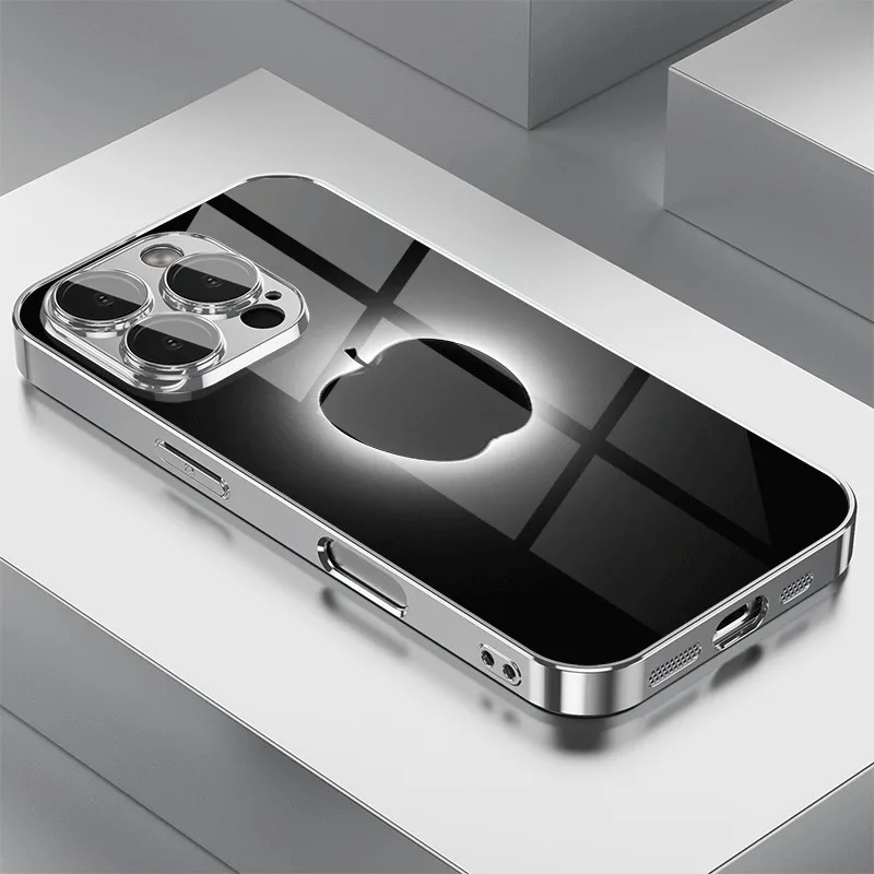 Elegant Black and White Glass Electroplated Phone Case Cover
